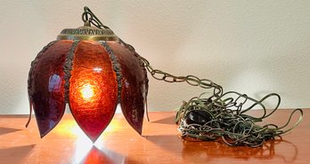 Vintage Stained Glass Hanging Lamp Light
