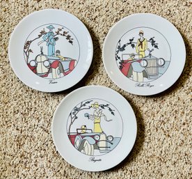 Three Vintage French Porcelain Jacques Lobjoy Appetizer Plates