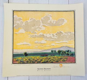 'White Desert' Color Woodcut Print By Gustave Baumann Reproduction Signature