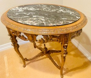 Antique Victorian Ornately Carved Marble Top Table