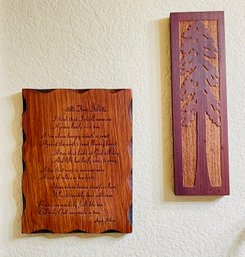 Two Wood Carvings One Of A Tree And One With Poem By Joyce Kilmer