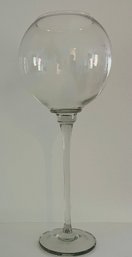 Large Clear Fishbowl Stemmed Vase