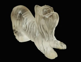 Lalique France Crystal Dog Yorkie Figurine Yorkshire Terrier Frost