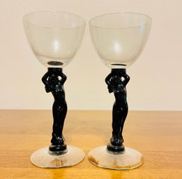 Amazing Pair Of Vintage Trader Vic's Lady Cocktail Glass