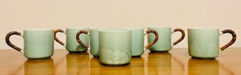 7 Vintage Green MCM Ceramic Mugs