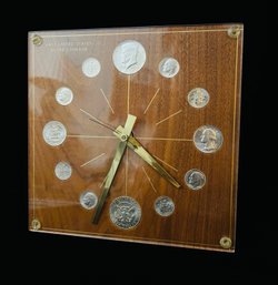 Vintage Marion Kay Numismatic 1964 Silver Coins Clock