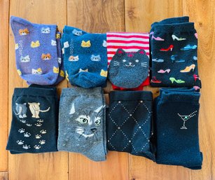 8 Pairs Of Ladies Cat Socks