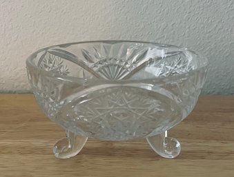 Vintage Oval Footed Cut Glass Dish