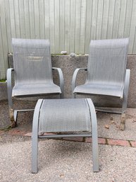 Pair Of Outdoor Patio Chairs And One Small Stool