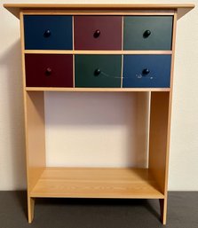 Mini End Table With 2 Multicolor Drawers