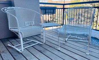 Wrought Iron Patio Chairs With Table And 1 Foot Stool