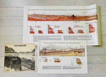 3 Vintage Geological Structure Chart Posters