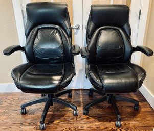 Pair Of Lazy Boy Black Swivel Office Chairs