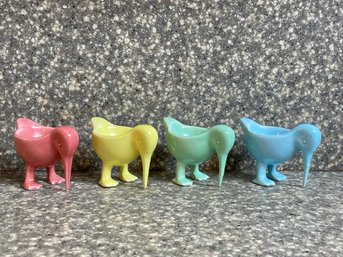 4 Colorful Ceramic Bird Egg Holders