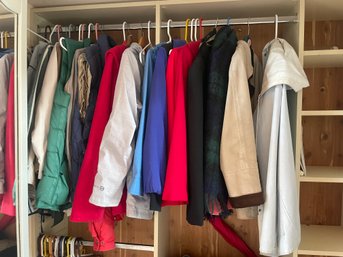 Closet Full Of Vintage Vests And Jackets, Brands Like Eddie Bauer And Columbia