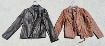 Pair Of Womens Leather Zip Up Jackets