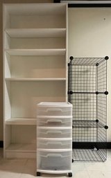 Corrugated Book Shelf, Wire Cubes And Rolling Storage