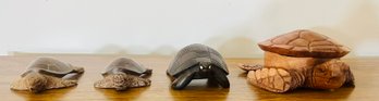 Assortment Of Wooden Carved Turtle Figures
