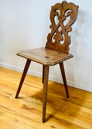 Antique Carved Wooden Folk Chair