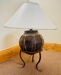 Clay Raw Hide Wrapped Table Accent Lamp