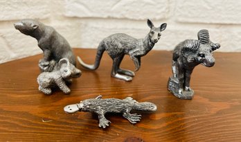 Grouping Of Poland Pewter Animal Sculptures