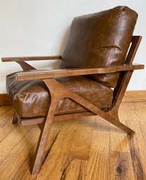 Chairus Leather Accent Chair Mid Century Modern  1 Of 2