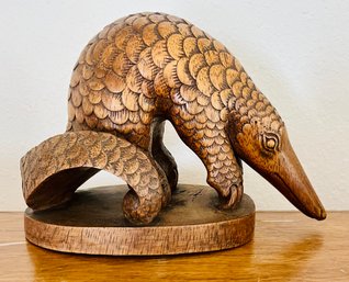 Carved Wood Pangolin Sculpture