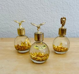 Trio Of Genuine Gold In Liquid Collectible Orbs