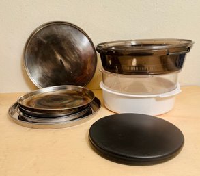 Set Of Burner Covers, Microwave Cover Parts, And Dish Covers