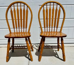 Pair Of Rockford Style Oak Windsor Dining Chairs