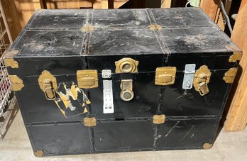 Vintage Large Black Steamer Trunk