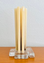 European Candle Sticks In Glass Holder