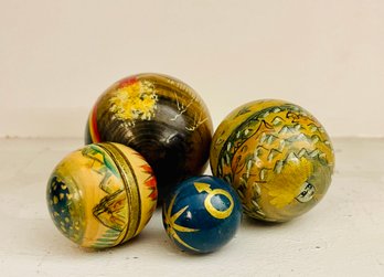 Nesting Wooden Handpainted Globes