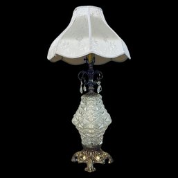 Antique Pineapple Cut Glass Lamp With Brass Fixtures