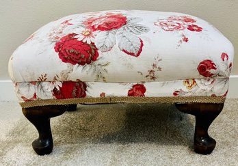 Mid Century Elegant Floral Footstool