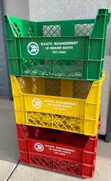 Lot Of Three Vintage Stackable Waste Management Plastic Crates