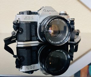 Canon AE-1 35 MM SLR Film Camera With Canon 50mm Lens