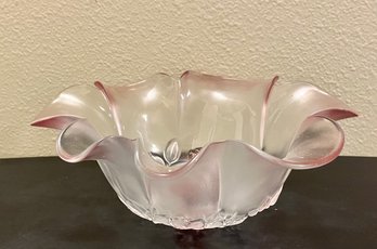 Vintage Pink Frosted Mikasa Glass Bowl