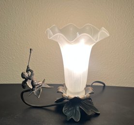 Tiffany Style Lily Art Glass Accent Lamp