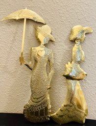 Brass Victorian Ladies Silhouettes Wall Decorations