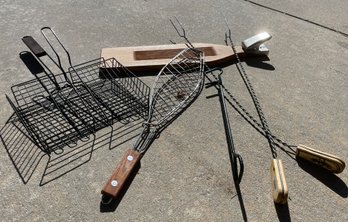 Bbq Mesh Cooking Basket, Fish Scaling Board, And Fish Grill Basket