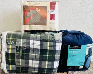 Trio Of Flannel And Microfleece Queen Bedding Sets