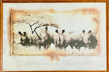 African Safari Rhinos Poster Framed
