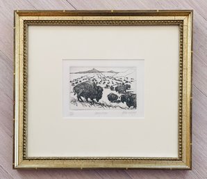 ' Many Horns ' Etching Signed No. 142 Of 200 By Hollis Williford