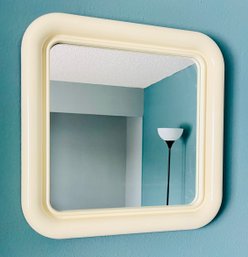 Vintage White Plastic Square Wall Mirror