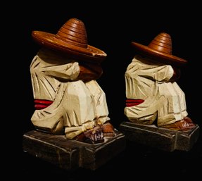 Vintage Mexican Hand Carved Bookends