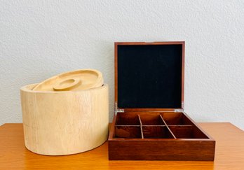 Pair Of Wooden Storage Box And Fruit Bowl