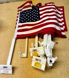 Large Lot Of Car Window Mount US Flags