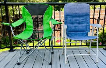 Pair Of Folding Outdoor Fabric Chairs