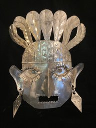 Anthropomorphic Tin Mask Decor